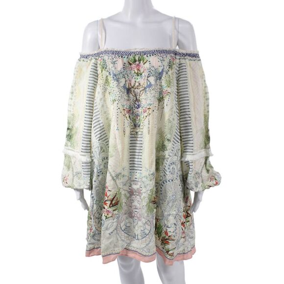 Camilla Dresses & Skirts - Camilla Womens Shift Dress Multicolor Floral Off Shoulder Long Sleeve Size M